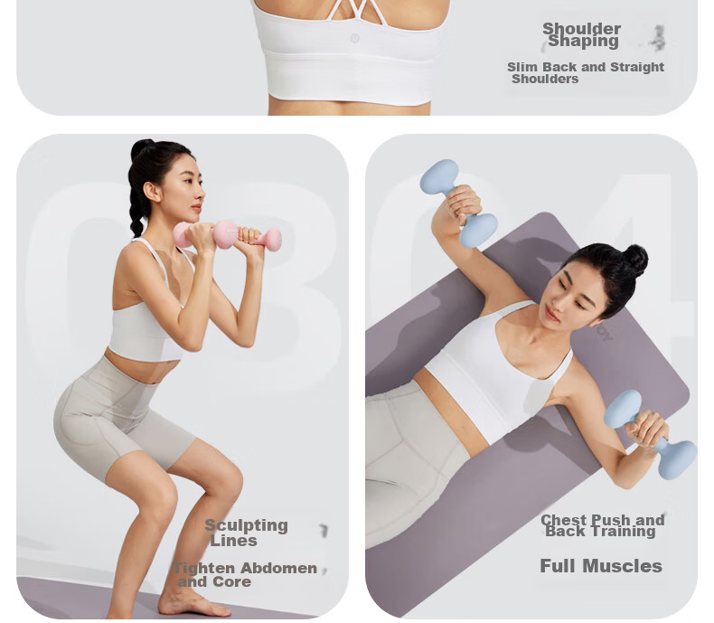 Yottoy Dumbbells, Women's Fitness Equipment for Home Use, Beginner Dormitory Strength Training, Professional Plastic-Coated Small Dumbbell Set 6