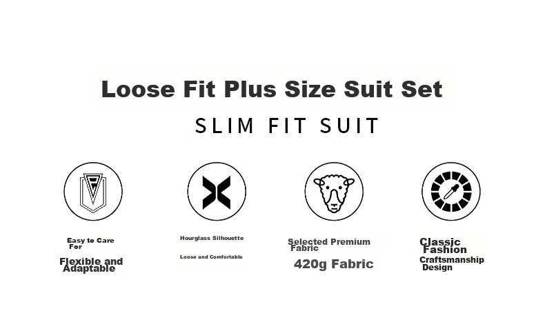 Dibinze Plus Size Men's Suit Set Loose Fit Big and Tall Formal Blazer Groom Best Man Wedding Attire 2