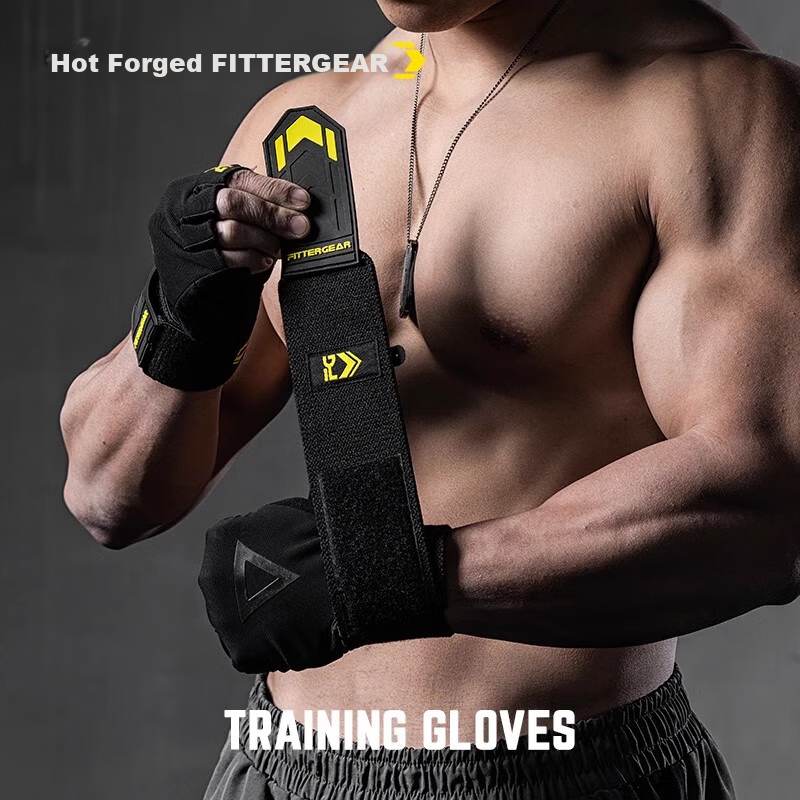 FITTER GEAR Fitness Gloves Wrist Wraps Pull-Up Bench Press Training Equipment Deadlift Anti-Slip Callus Prevention Men