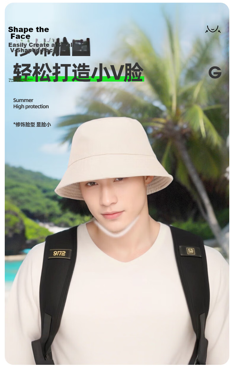 GLO-STORY Unisex Sunshade Hat Large Brim UV Protection Fisherman Hat Sunscreen Cap for Men and Women 8