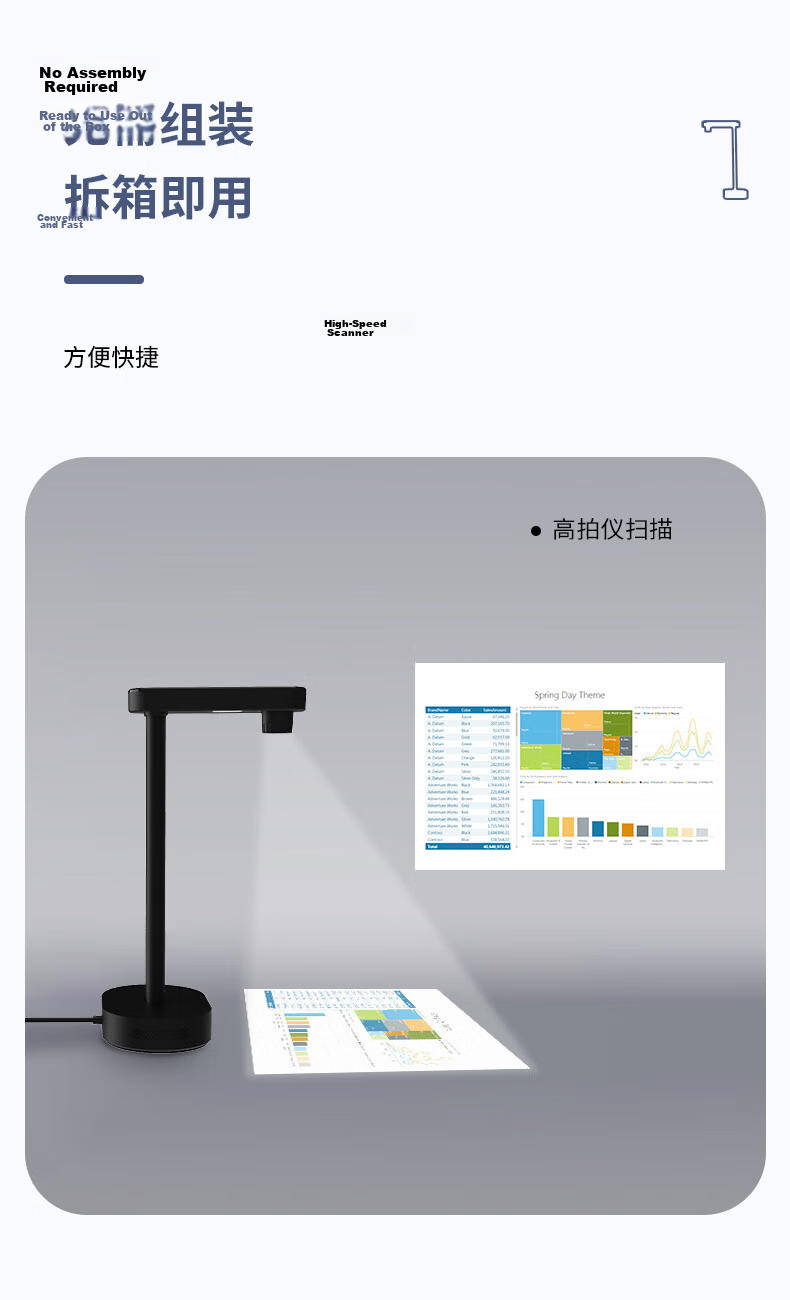 Weishan High-Speed Camera, Video Display Stand, Portable Scanner for Online Live Streaming And Remote Teaching, 11 Million Pixel Document Scanner for Homework, A3 Large Format Projection for Online Classes And Recording, VSP4E 10