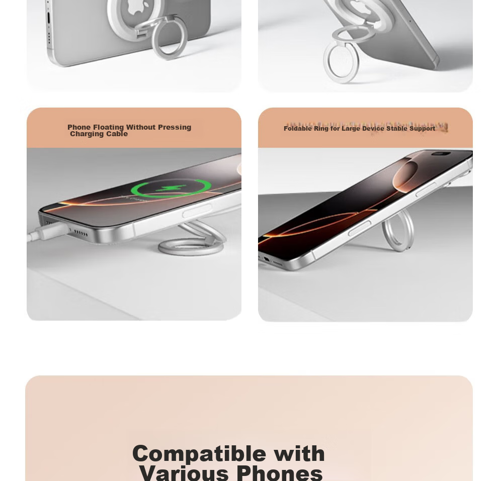 Jingxuan JD Self-Owned Brand Double Ring Magnetic Phone Holder White Double-Sided Ring Buckle MagSafe Back Sticker New Apple 16/17 Tablet Car Desktop Portable Shooting 10
