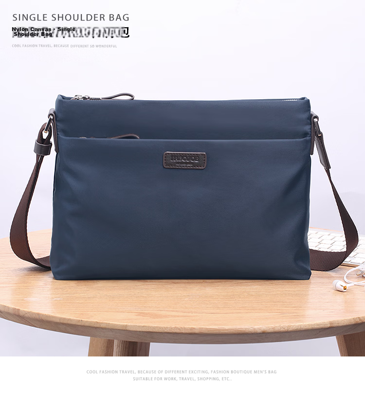 Pabojoe Men's Waterproof Canvas Shoulder Crossbody Bag with Top Layer Cowhide Leather Fashionable Versatile Messenger Bag 2