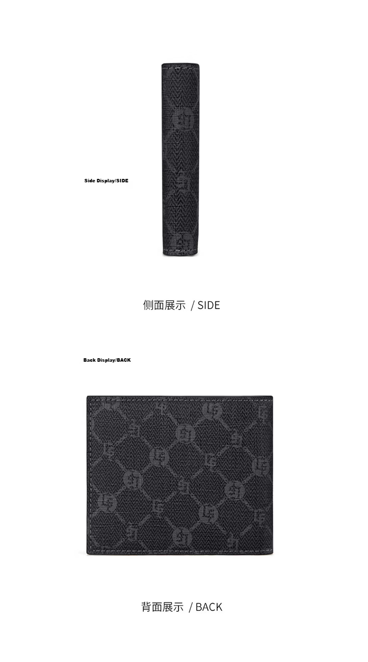 GOLF GOLF Men's Wallet Multi-card Short Wallet Men's Casual Card Holder Retro Printed Large Capacity Leather Clip Horizontal Ticket Clip Business Small Wallet 5V786386J Black 15