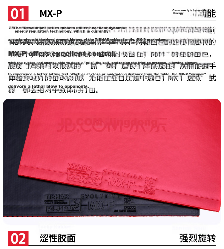 TIBHAR Table Tennis Rubber, Anti-Elastic Inner Energy Layer, EVOLUTION EL-P Black MAX 9