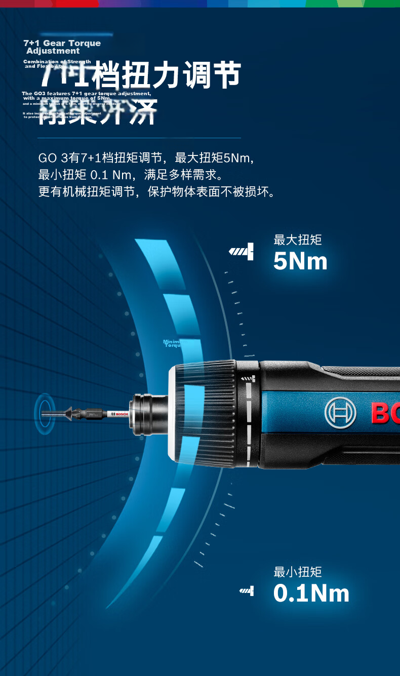 BOSCH Electric Screwdriver, Long-Lasting Battery Life, Clear Illumination, Lithium Battery Screwdriver Tool Box Set IXO 7 5
