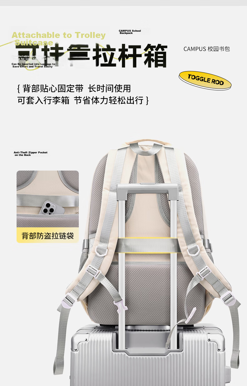 Edison High School Backpack Spine Protection Load Reduction Reflective Water-Resistant Large Capacity Student Travel Bag 2486-1 13