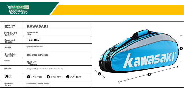 KAWASAKI Badminton Bag, Shoulder Bag, Tennis Bag for Men And Women, Separate Shoe Compartment, Racket Bag, Model 8327, Blue And Red 2