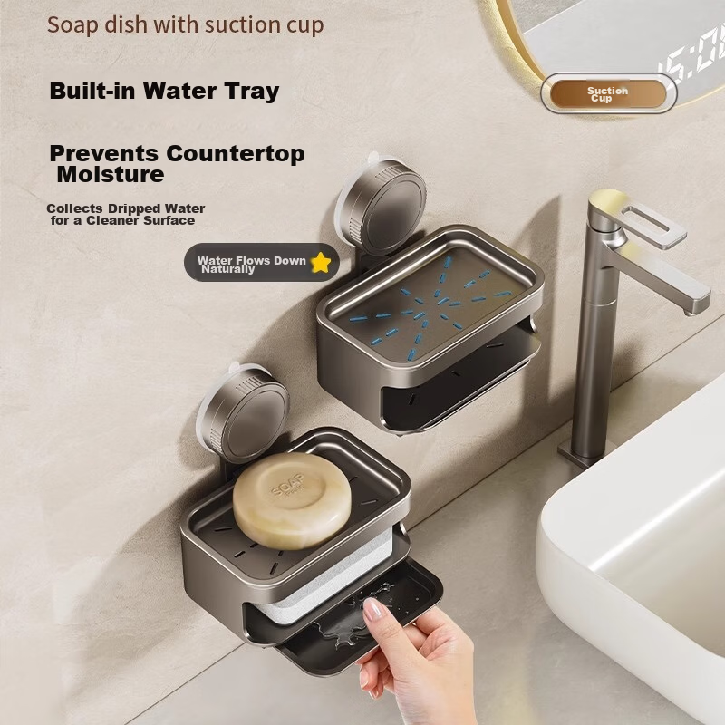 Tiger Mister Suction Cup Soap Dish Bathroom Wall-Mounted Storage Rack Soap Draining Box Soap Holder 4