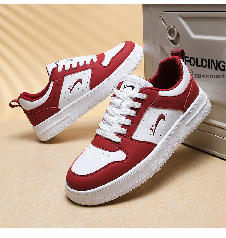 Guirenniao Men's Casual Sneakers New Couple's Thick-Soled Sports Shoes White/Red Size 41 20