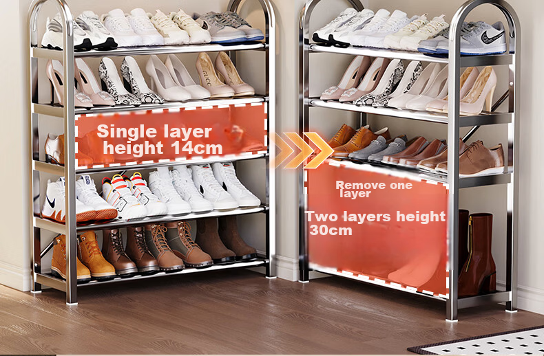 Yicai Nianhua Stainless Steel Thickened Simple Shoe Rack Multi-layer Household Economical Dormitory Door Shoe Cabinet 1107-SR 19