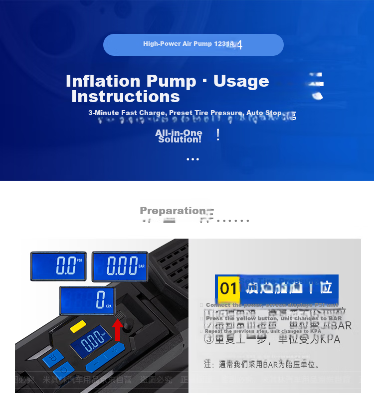 MICHELIN High-Power Dual-Cylinder Inflator Pump for Vehicles, Electric Bicycles, And Car Tires 12314 18