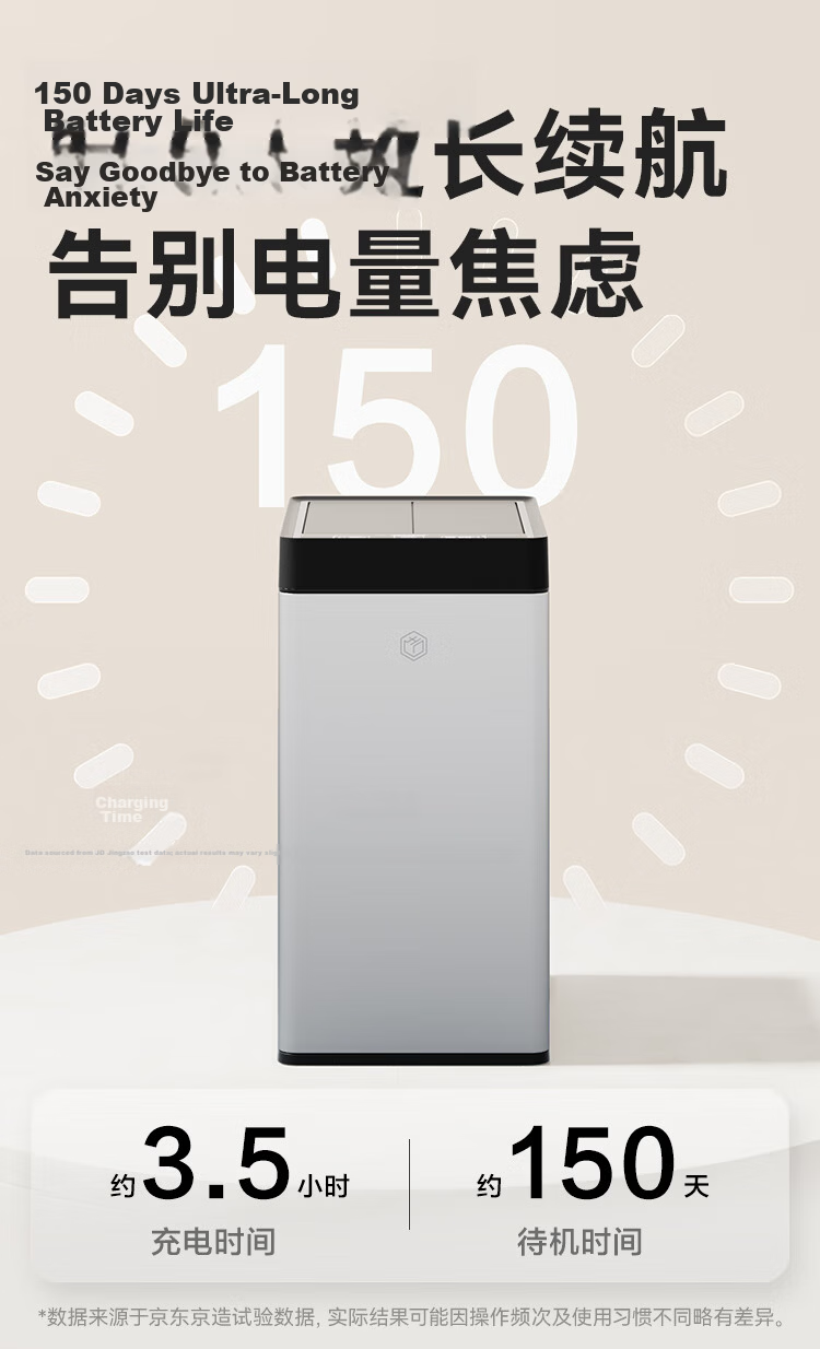 JD Original Double-Door Automatic Bagging Smart Trash Can 17L Sensor Waste Bin for Home Bathroom Living Room Bedroom Office 12