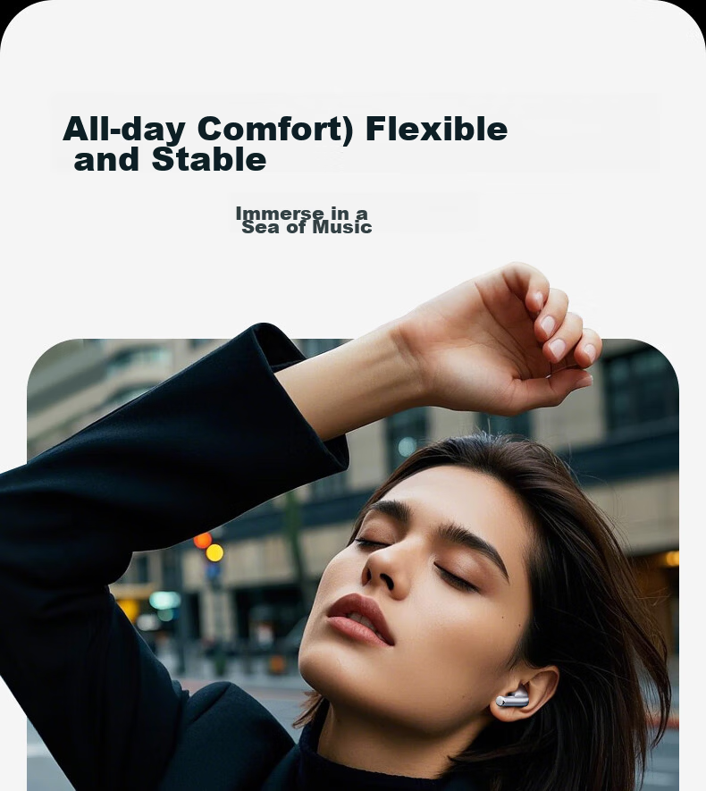 Aigo [Battery Display Bluetooth 6.0] Semi-In Ear Bluetooth Headphones for Sports, Gaming, Running, Hiking with Ultra-Long Battery Life And HIFI Sound Quality, Compatible with Apple, Xiaomi TQ15 Black 8