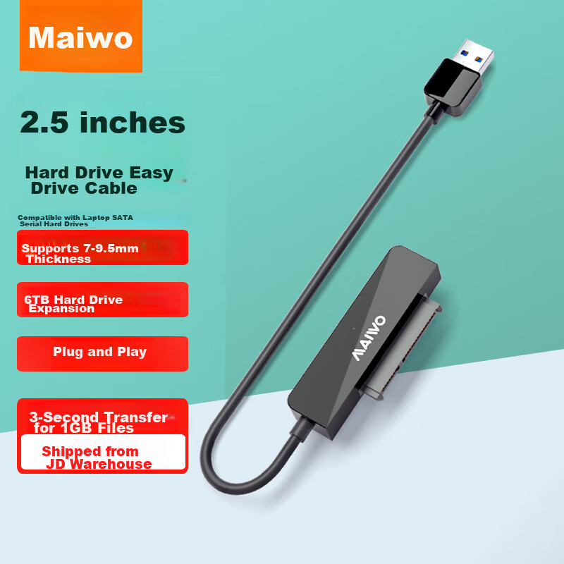 MAIWO K104A Black 2.5-inch Mechanical Hard Drive Enclosure SATA USB 3.0 to SATA Adapter Cable Hard Drive Converter Without Case