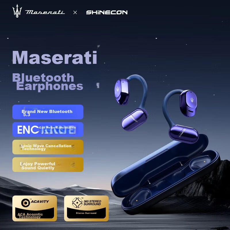 SHINECON QH-010 Open Bluetooth Earphones Ear-Hook Sports Headphones Noise Cancelling High-Quality Sound for Running Cycling Apple Huawei Birthday Gift Long Battery Life