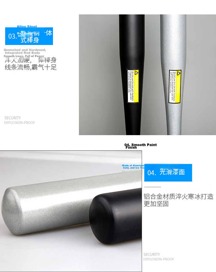 INVUI Baseball Bat for Car And Home Use, Alloy Steel Baseball Bat, Self-Driving Tour Self-Defense Exercise Equipment, 30 Inches, Silver 6
