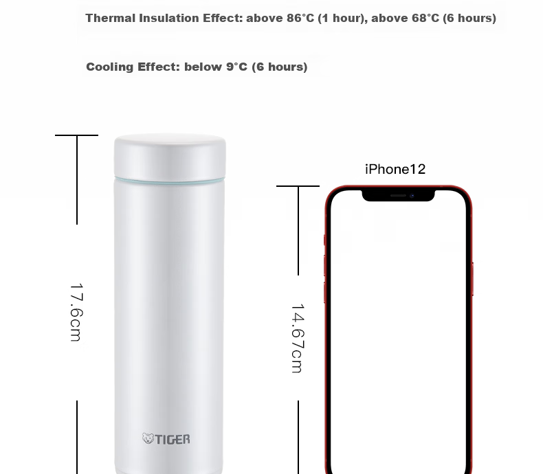 TIGER Stainless Steel Vacuum Insulated Water Bottle MMP-J30C-WL 300ML Cool White Teacher's Day Gift 16