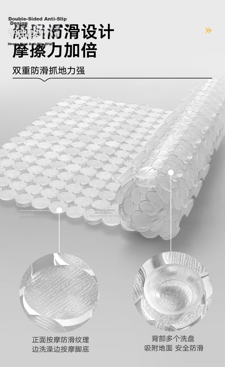 Boneng Bathroom Non-Slip Mat, Shower Room Foot Pad, Elderly Bathing Anti-Fall Mat, Bathroom Mat, Square 36x80cm 7
