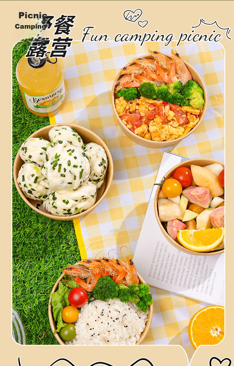 Yunlei Disposable Paper Lunch Box with Lid, Thickened Takeout Food Container, Camping Bento Box 750ml*12 Sets 12