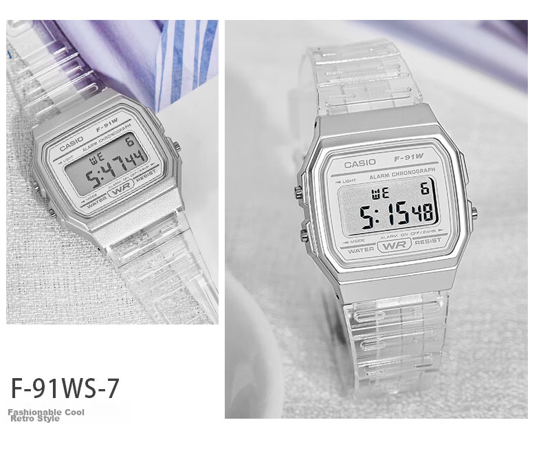 CASIO F-91WB-2A1 Retro Unisex Digital Watch Vintage Small Square Student Watch 17