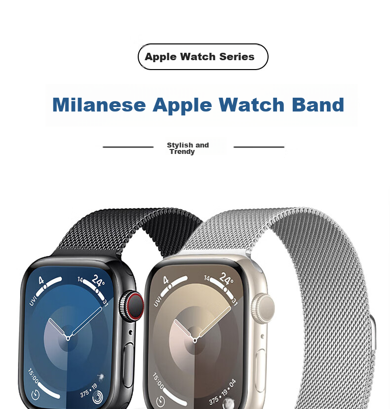 ESCASE Compatible with Apple Watch Bands for Apple Watch 11/9/8/7/Ultra3/SE3 Milanese Loop Magnetic Buckle Dual Color Starlight Green 42/44/45/49mm 2
