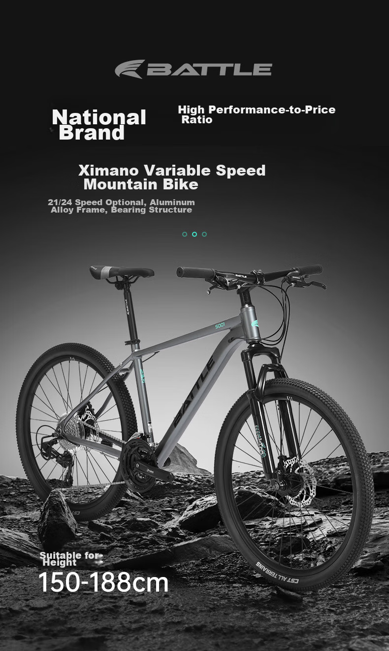 BATTLE Mountain Bike, 26-Inch, Shimano 24-Speed, Hydraulic Disc Brakes, for Men And Women, Adult And Student Use, City And Off-Road Bicycle 2