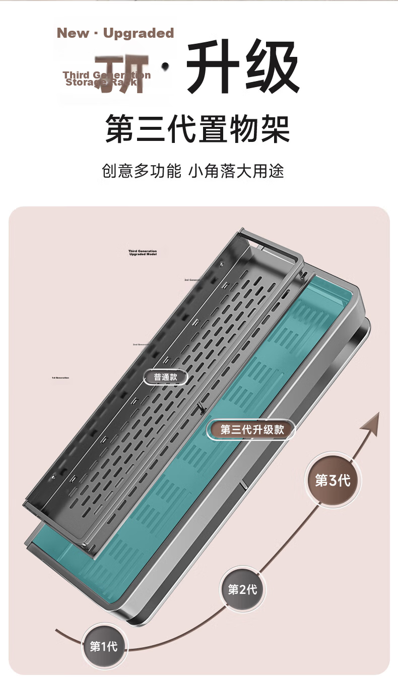 Baihan Bathroom Storage Rack, No Drilling Required, Toilet Washstand Wall-Mounted Thickened Storage Shelf, Wall-Hanging Rack 1