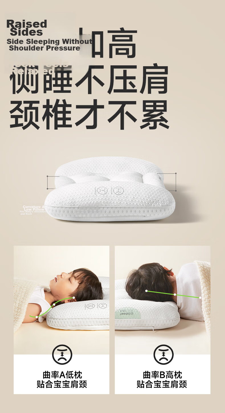 Beedoll Children's Pillow for Ages 1 And Above, Baby Pillow for Ages 2-3 Growth Pillow for Students, All Seasons Universal, 2 Layers 10