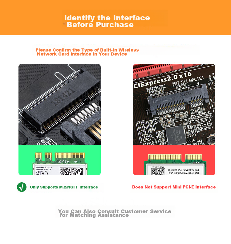 EB-LINK Intel 7265 Chip Laptop Wireless Network Card 1167M M.2 Interface WiFi5 Gigabit Dual-Band Bluetooth 4.2 Internal Module 1