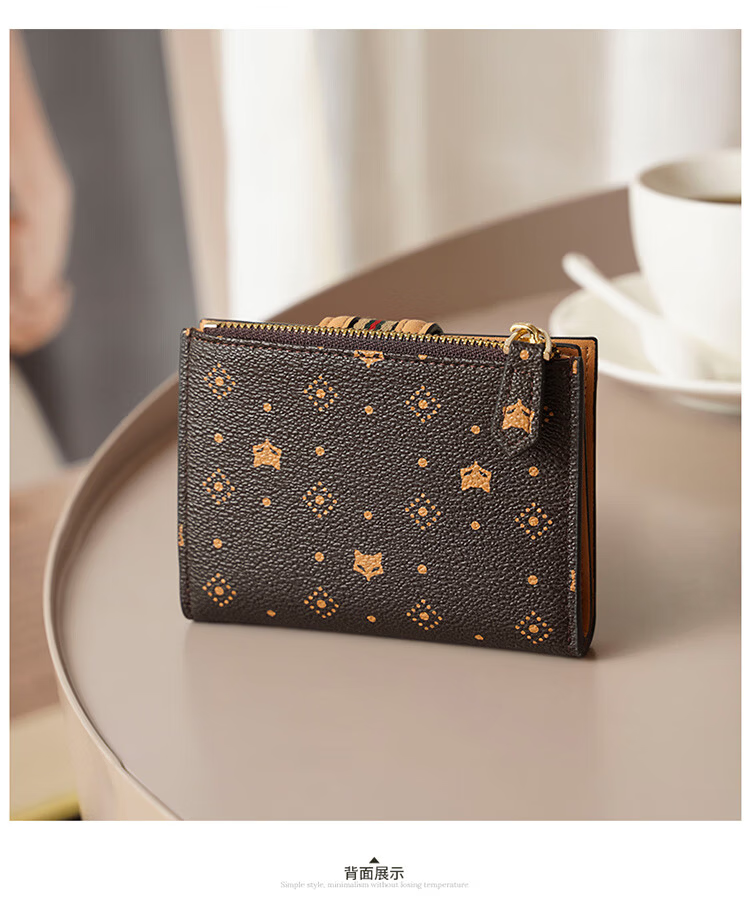 Gold Fox Women's Large Capacity Short Bi-Fold Card Holder Zipper Wallet Clutch Luxury Girlfriend Birthday Gift 14