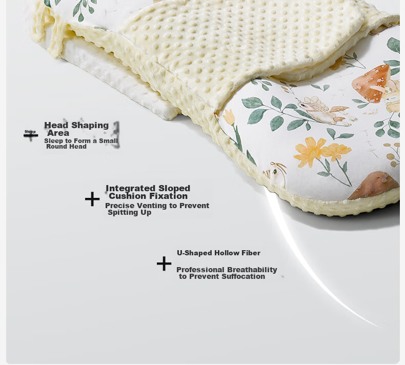 Taoqibaby Infant Pillow, Newborn Growth Pillow for Ages 1-3, Baby Ice Silk Pillow, Summer Breathable Cloud-Shaped Pillow Core 6