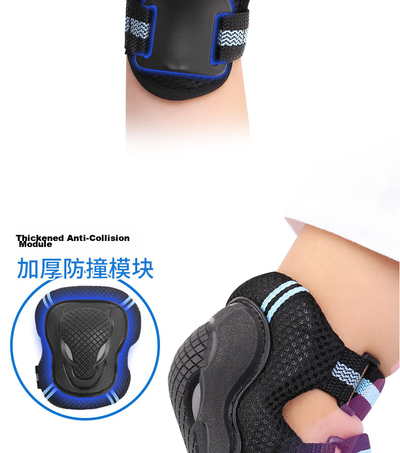 Duweike Roller Skating Protective Gear Professional Children And Adults Knee Pads Elbow Pads Palm Guards Six-Piece Set for Land Surfing And Ice Skating, Big Sea Turtle L 3