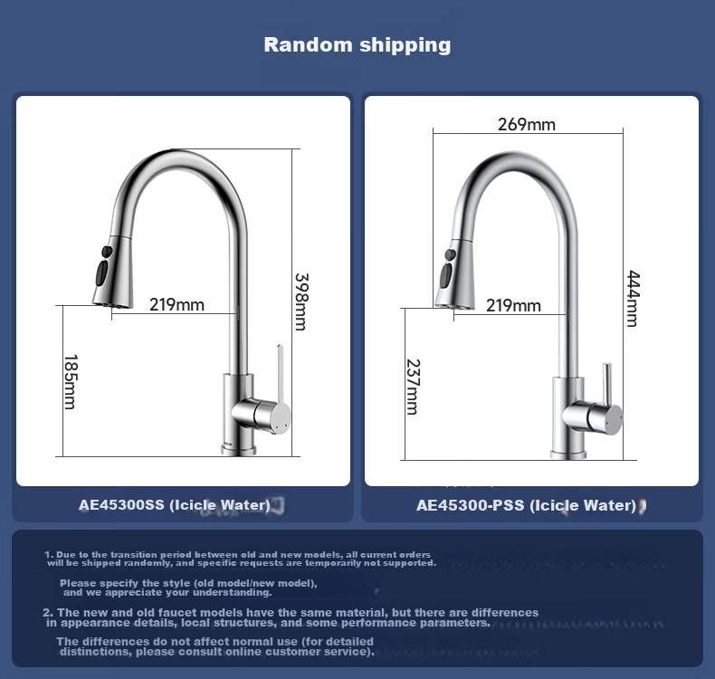 ARROW Kitchen Faucet Hot and Cold Three-Function Pull-Out 360° Rotatable 304 Stainless Steel Kitchen Tap AE45300P 1