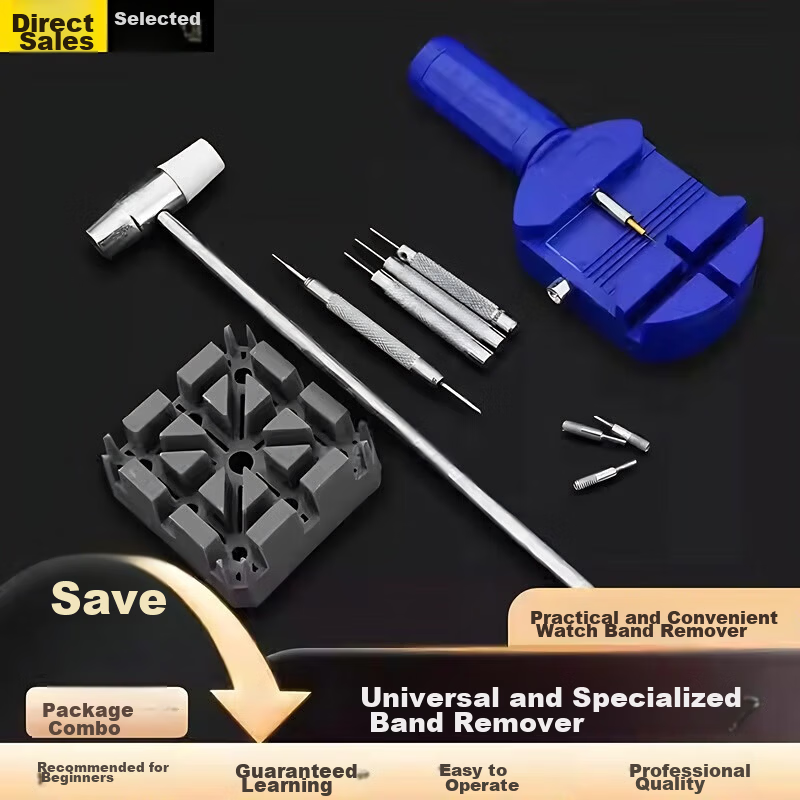 DipuR Watch Band Removal Tool Set - Universal Steel Strap Link Remover and Adjuster, 4-Piece Watch Repair Kit