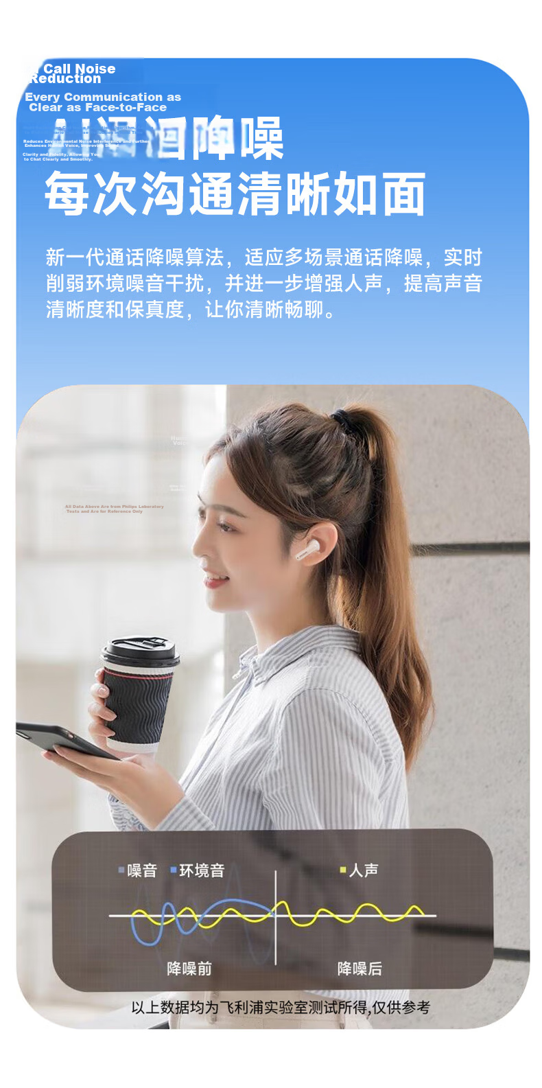 PHILIPS Bluetooth Earphones, True Wireless Semi-In Style, for Sports And Running, Mini Size, Music Noise Reduction, Gaming, Low Latency, Long Battery Life, Universal Fit, Compatible with Huawei And Apple, TAT1199-Blue 6