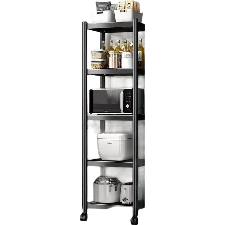 UOEN Kitchen Gap Storage Rack Floor-Standing Multi-Layer Narrow Space Organizer Multi-Functional Pot and Microwave Storage Shelf