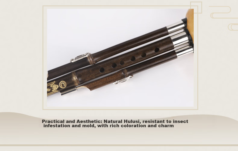 Minsine Golden Nanmu Bamboo Three-Tone Hulusi in C Key, Drop-Resistant, Beginner's Double White Copper Professional Performance Ethnic Wind Instrument 6