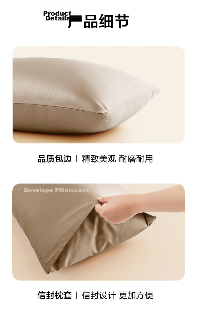 JD Original 60-Count Long-Staple Cotton Luxury Satin Pillowcase, 100% Pure Cotton Pillowcase, 48x74cm, Set of Two, Grayish Blue 16
