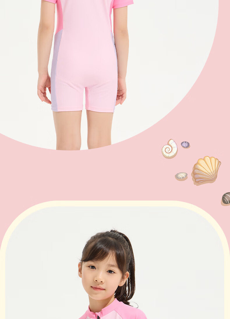 Li-Ning Children's Swimsuit, One-Piece Surfing Suit for Girls, Comfortable And Breathable, Suitable for Beach And Hot Springs, Swimwear 808, Light Pink, Size 160 14
