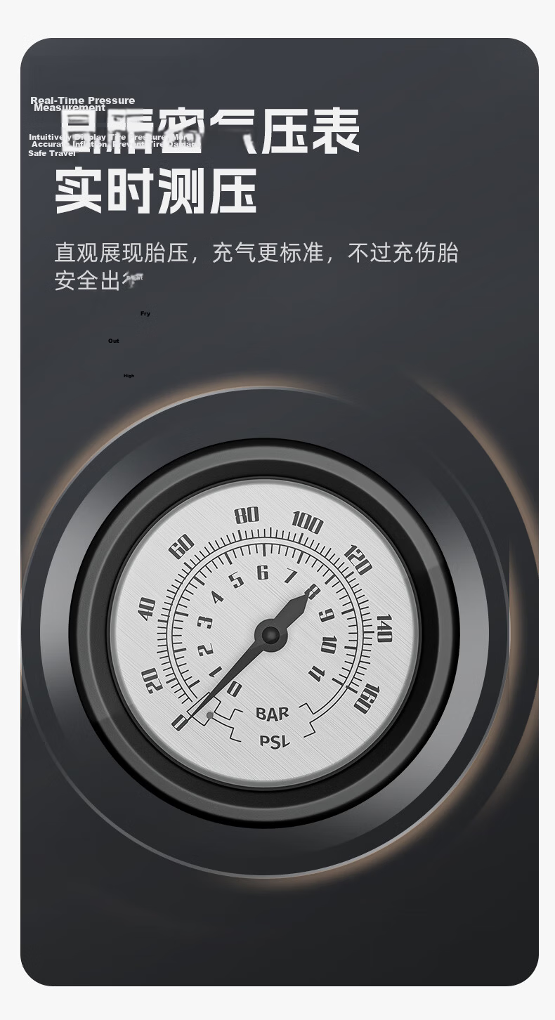 Captain Tas Bicycle Pump with Pressure Gauge Foot-Operated High-Pressure Inflator Electric Motorcycle Portable Air Pump Universal Tool 8