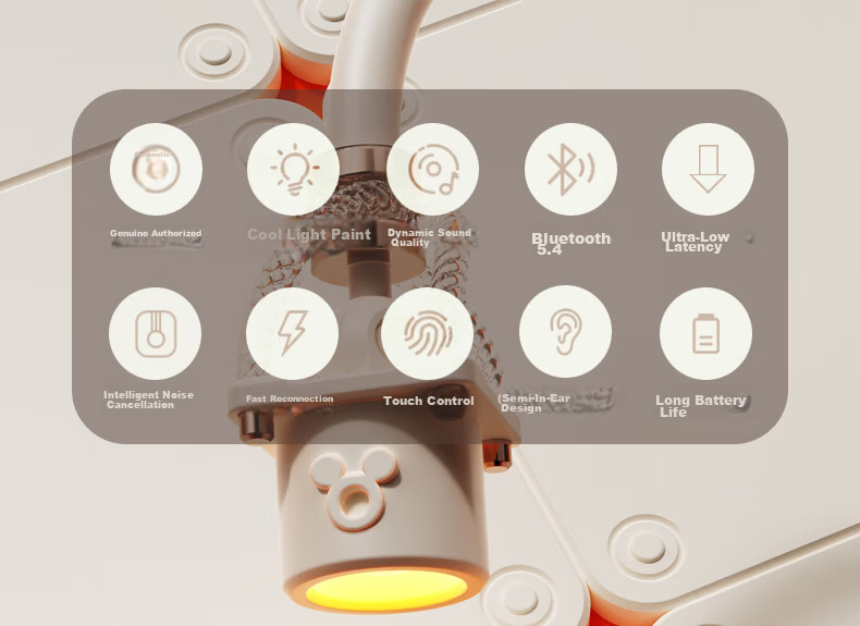 Disney AI Real-Time Translation Sleep Earphones Semi-In-Ear Side-Sleep Friendly ANC Noise-Cancelling Sound-Isolating Sleep Aid Gift for Women Compatible with Apple DW-Q28 Mickey 3