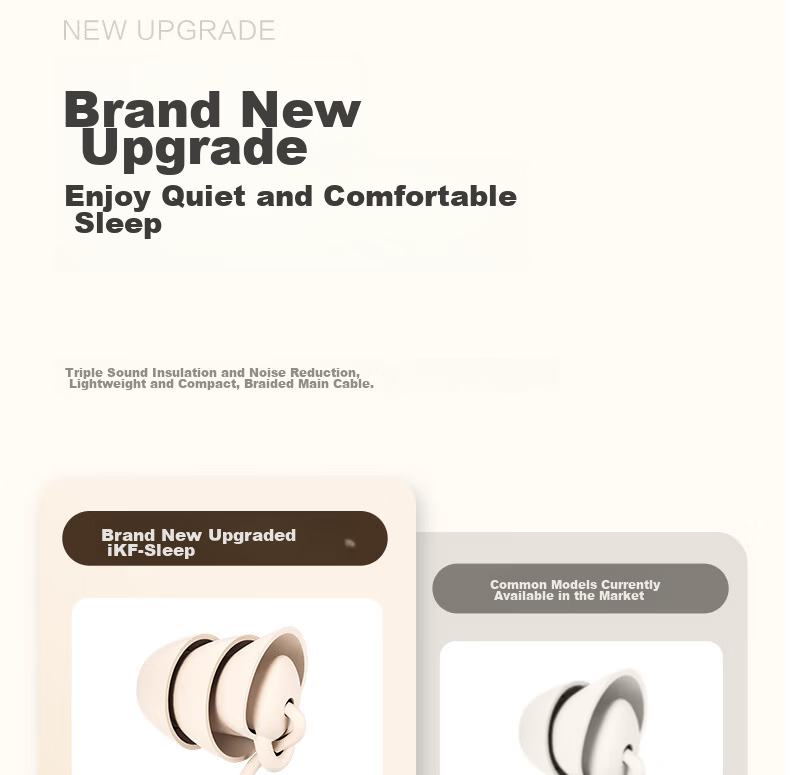IKF Sleep Wired In-Ear Sleep Headphones Side Sleep Noise Cancelling Soft Earphones with Mic 3.5mm for Apple Android Yunyan White 12