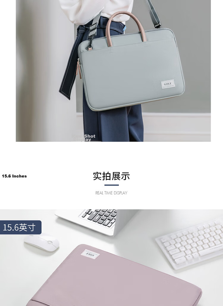 GOLF Laptop Bag for Women, 15.6-Inch Handheld Apple Notebook, Huawei Shoulder Crossbody Bag, Business Briefcase for Commuting 29