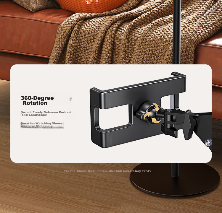 Ugreen Adjustable Tablet and Phone Stand Floor Lazy Arm Mount Telescopic Bedside Holder for iPad Live Streaming Watching Shows Online Classes 360° Rotation Shooting Support Universal 4