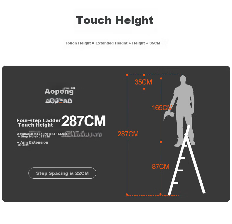 AOPENG Folding Ladder, Household Step Ladder, Multi-Functional Climbing Ladder for Reaching High Places, Engineering Ladder, Moving Ladder 20