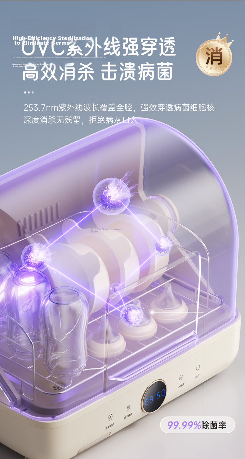 Bear Multi-Functional Disinfection Cabinet, Home Small Desktop Tabletop, Kitchen Utensil Holder Vertical Disinfection Baby Bottle Sterilizer, UV Sanitation Cabinet ZTD30-A21E5 5
