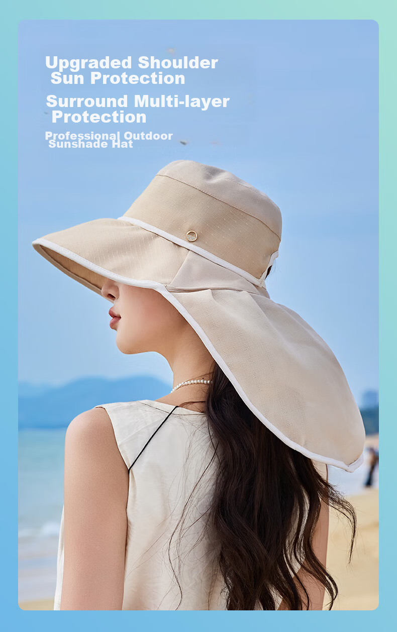 TUCANO Sun Protection Hat for Women, Detachable Visor Hat with Neck Guard, Outdoor Face-Covering UV-Resistant Hat for Summer Tea Picking 2