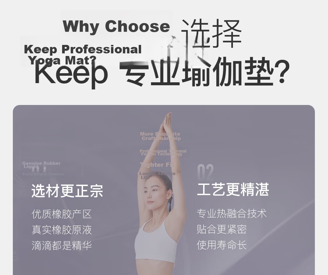Keep Natural Rubber Professional Non-Slip Yoga Mat for Men and Women Home Fitness with Positioning Lines Classic Black 5