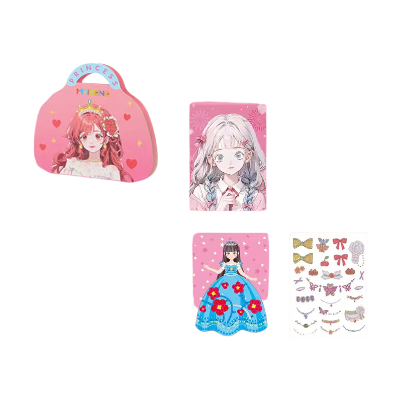 COODORA Princess Dress-Up Sticker Book, Girls' Toy, Quiet Book, Handmade DIY Birthday Gift